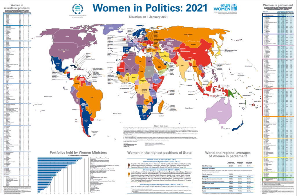 IPU/UN Women “Women in politics: 2021” map