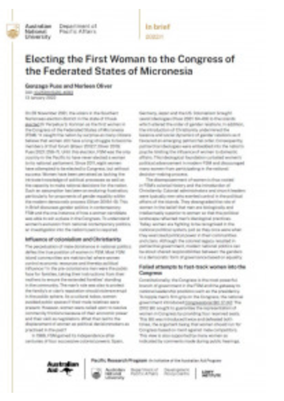 Electing the First Woman to the Congress of the Federated States of Micronesia